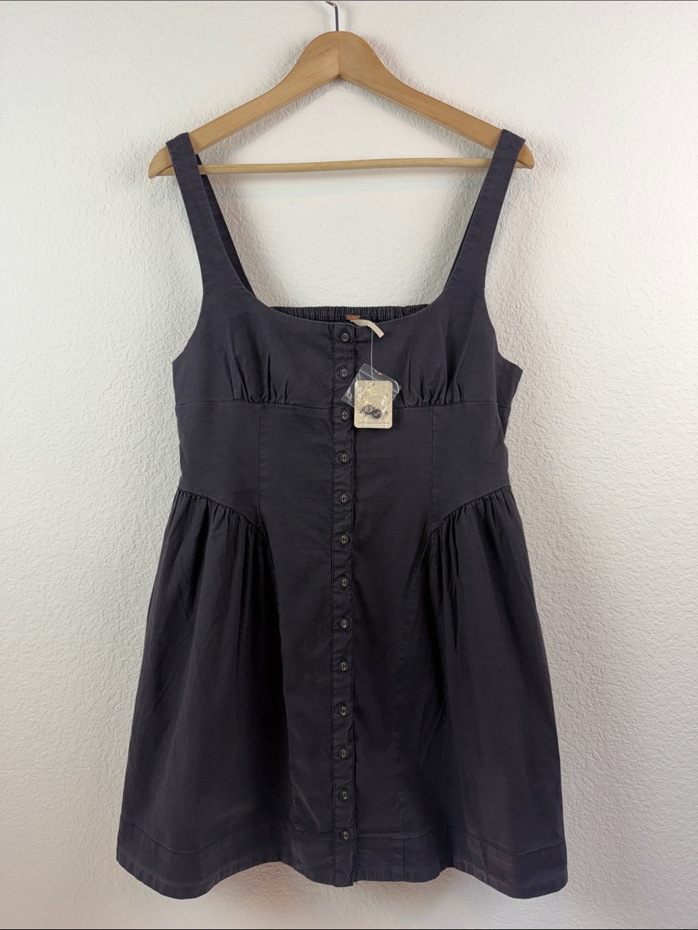 NWT Free People Astrid Oxford Mini Dress in Black
